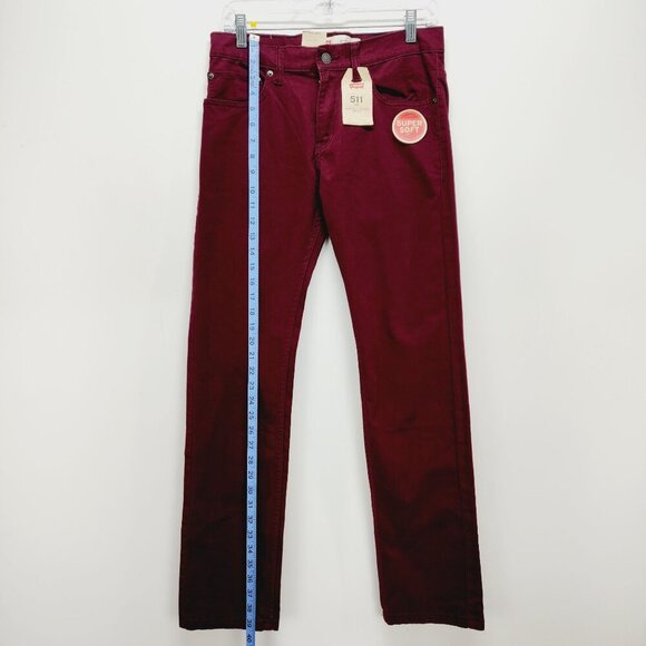 Levis womens jeans Slim Fit Mid Rise Burgundy W29 L29 Super Soft Stretch - Picture 5 of 14